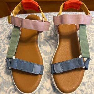 Multi color small wedge Sandal with straps